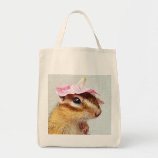 Chipmunk wears flower hat トートバッグ