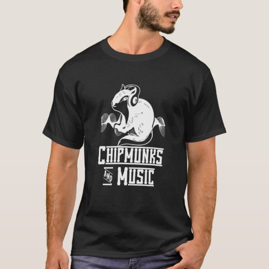 ChipmunksとMusic Notesミュージシャン森林動物 Tシャツ (正面)