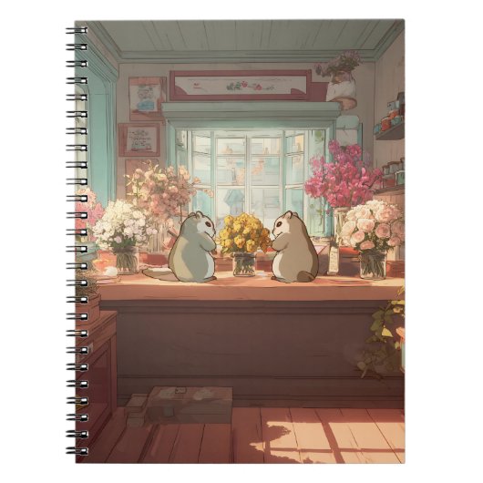 Chipmunks 魅力的 in Cozy Flower Shop Art ノートブック (正面)