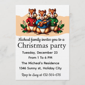 Chipmunks Christmas Party Invitation 招待状