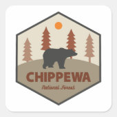 Chippewa National Forest Minnesota Bear スクエアシール (正面)