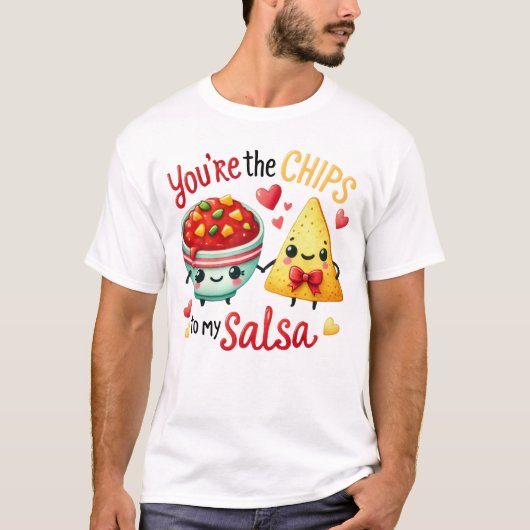 Chips and Salsa Cute Snack Illustration Tシャツ (正面)