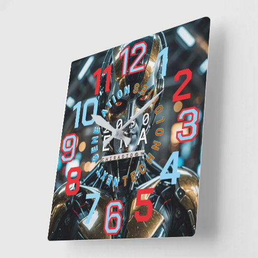 ChiRadioLLC™ AI Robot 2030 WALL Clock   スクエア壁時計 (傾斜)