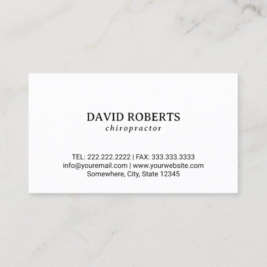 Chiropractic Black Spine Therapist Chiropractor 名刺 (裏面)