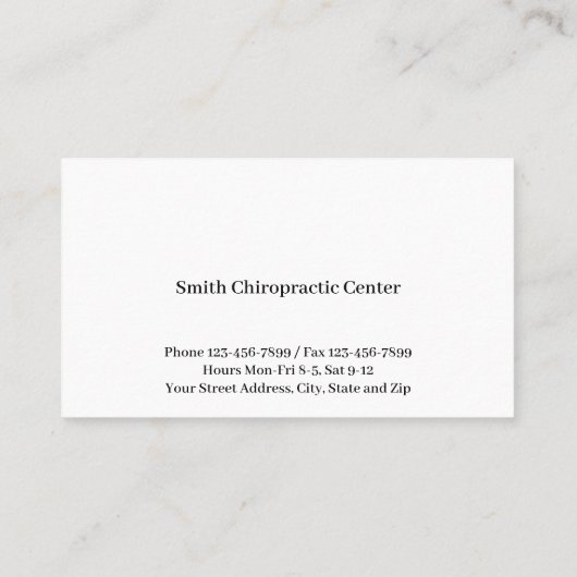 Chiropractic Chiropractic Clinic Business Card 名刺 (裏面)