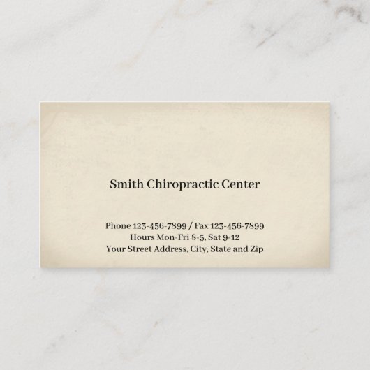 Chiropractic Chiropractor Clinic Business Card 名刺 (裏面)