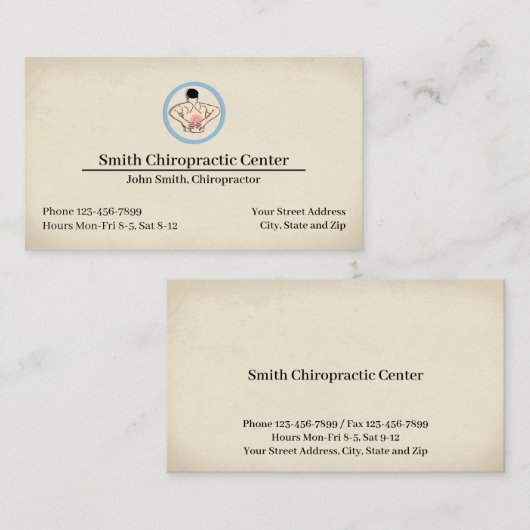 Chiropractic Chiropractor Clinic Business Card 名刺 (正面/裏面)