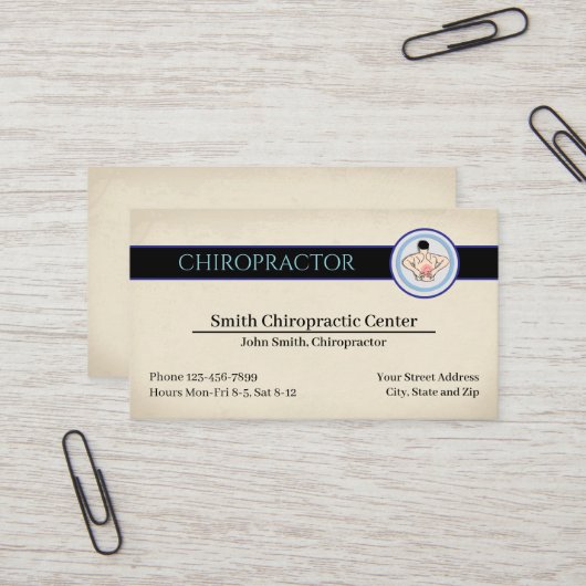 Chiropractic Chiropractor Clinic Business Card 名刺 (正面/裏面インサイチュ)