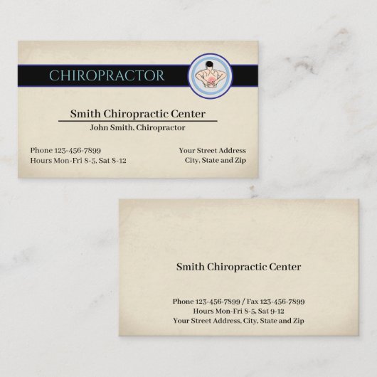 Chiropractic Chiropractor Clinic Business Card 名刺 (正面/裏面)