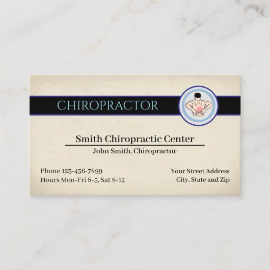 Chiropractic Chiropractor Clinic Business Card 名刺 (正面)