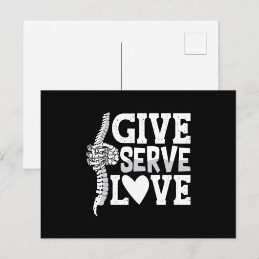 Chiropractic Give Serve Love Spine Chiropractor ポストカード (正面/裏面)