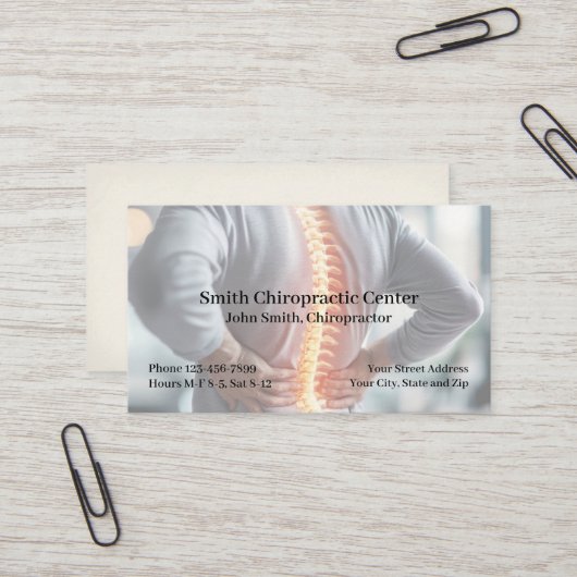 Chiropractic Pain Management Clinic Business Card 名刺 (正面/裏面インサイチュ)