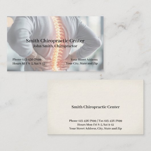 Chiropractic Pain Management Clinic Business Card 名刺 (正面/裏面)