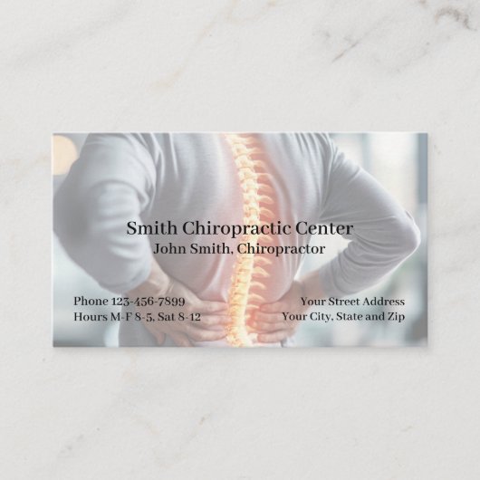Chiropractic Pain Management Clinic Business Card 名刺 (正面)