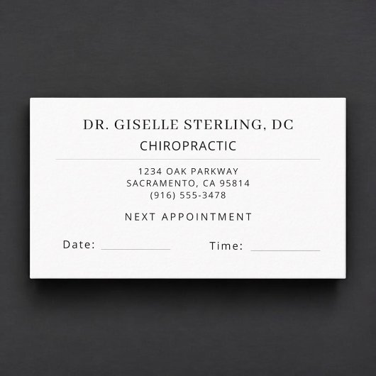 Chiropractic Spine Doctor Office Appointment Card 予約カード
