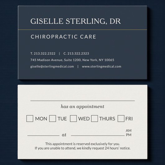 Chiropractor Doctor Office Appointment Reminder 名刺