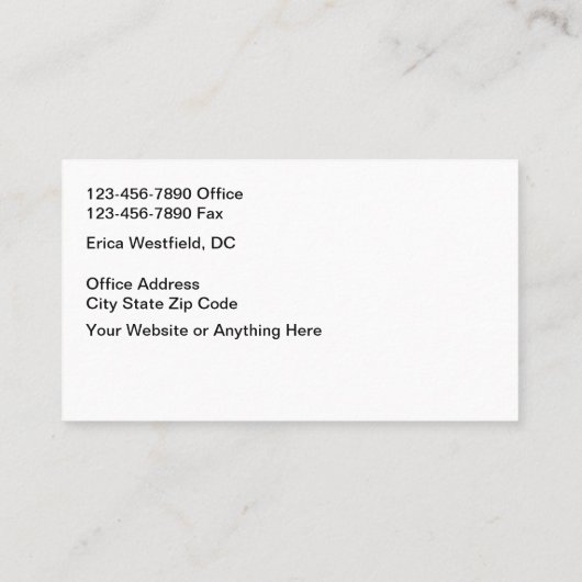 Chiropractor Modern Medical Business Cards 名刺 (裏面)