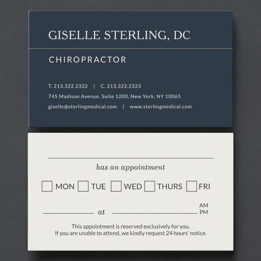 Chiropractor Office Appointment Reminder 予約カード