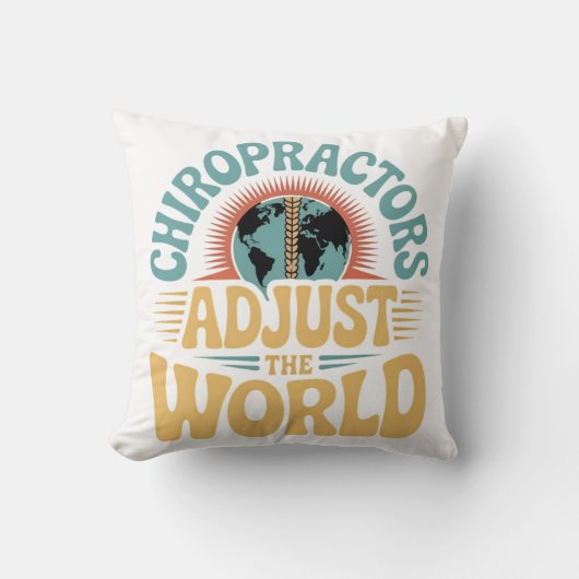 Chiropractors Adjust the World Retro Design クッション (正面)