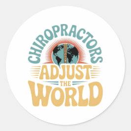 Chiropractors Adjust the World Retro Design ラウンドシール