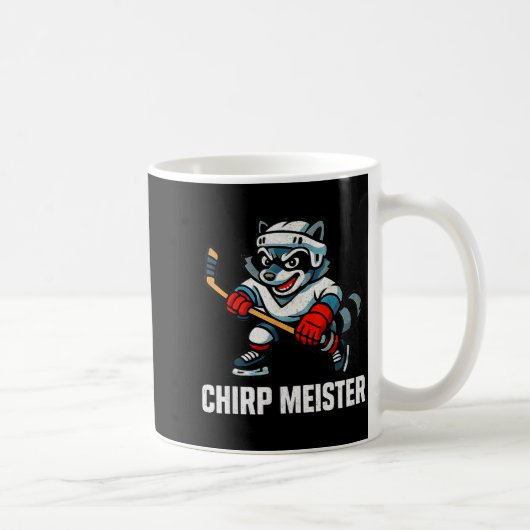 Chirp Meister Funny Hockey Raccoon Traalker コーヒーマグカップ (右)
