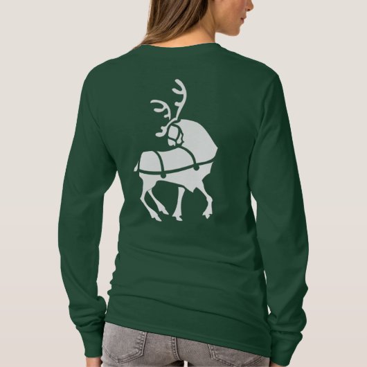 Chirstmasのトナカイのワイシャツの女性の休日のTシャツ Tシャツ (裏面)