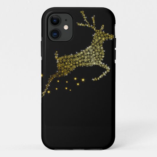 ChirstmasのiPhoneの場合の金グリッターのシカ Case-Mate iPhoneケース (裏面)