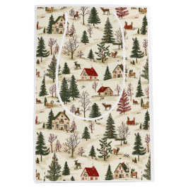 Chirstmas Vintage Village  ミディアムペーパーバッグ