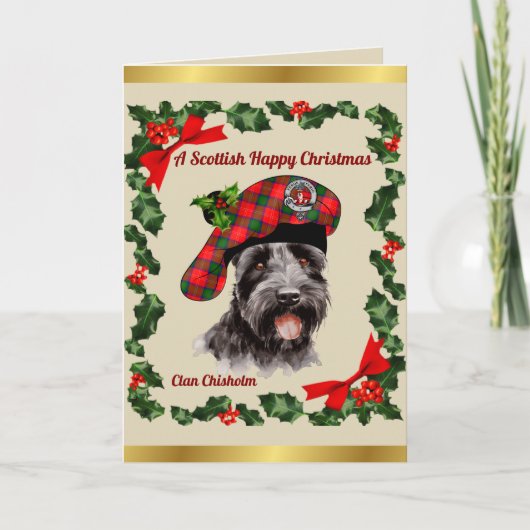 Chisholm Scottie Dog Personalized Xmas カード (正面)