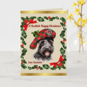 Chisholm Scottie Dog Personalized Xmas カード (黄色い花)