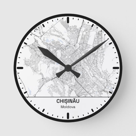 Chisinau Clock City Line Art ラウンド壁時計 (正面)