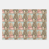 Chistmasの女の子と猫の紙 ラッピングペーパーシート (正面)