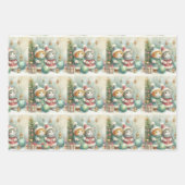 Chistmas girl and cats paper ラッピングペーパーシート (正面)