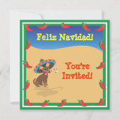 Chiwawa with Sombero, Cactusクリスマス招待状 招待状 (正面)