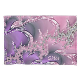 ~ CHLOEの~の~の元のフラクタルデザインの~のピンクの氷の~ 枕カバー