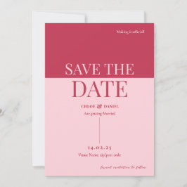 CHLOE モダン Pinkはっきりした Save The Date招待状 招待状