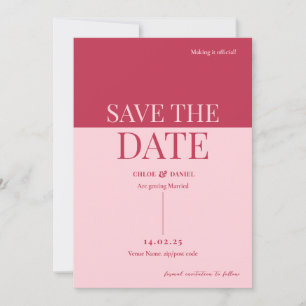 CHLOE モダン Pinkはっきりした Save The Date招待状 招待状