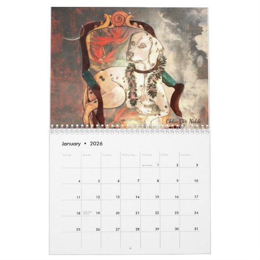 Chloe Dee Noble paintings ~ 2026 Calendar カレンダー (1月 2026)