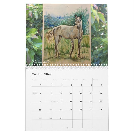 Chloe Dee Noble paintings ~ 2026 Calendar カレンダー (3月 2026)