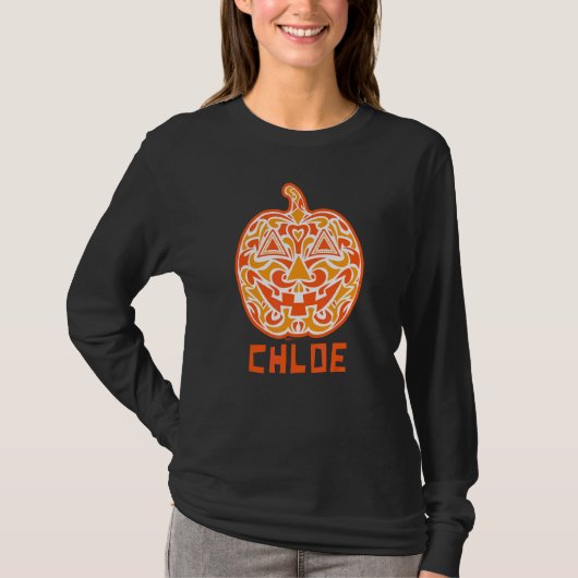 Chloe Halloween Sugar Skull Design Tシャツ (正面)