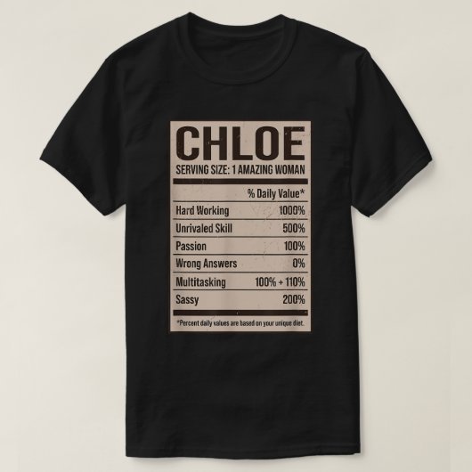 Chloe Nutrition Facts Name Nickname Alias Title Fr Tシャツ (デザイン正面)