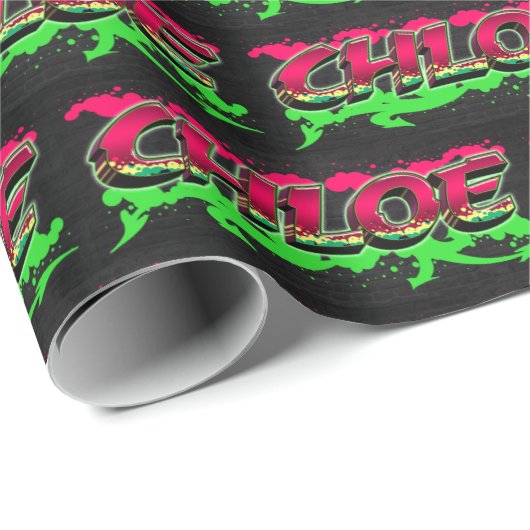 Chloe Vorname Name Graffiti red green ラッピングペーパー (ロールコーナー)