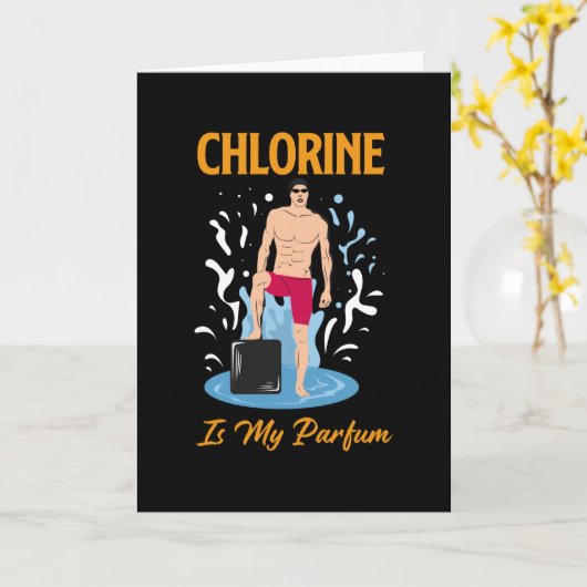 Chlorine Is My Partum - Swimmer Design カード (黄色い花)