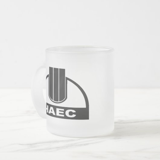 ChNPP/ЧАЭС (チェルノブイリの核工場)のロゴのマグ、Blk フロストグラスマグカップ (正面左)