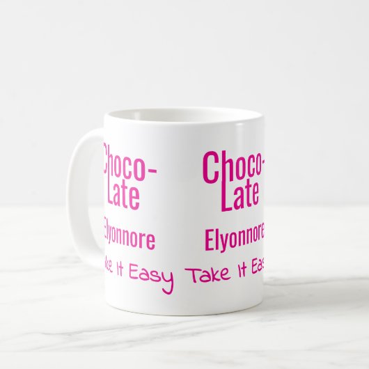 Choco-Late Take It Easy Personalized Mug コーヒーマグカップ (正面左)