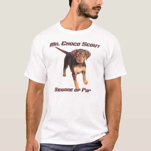 Choco Scout氏: 子犬の用心して下さい Tシャツ (正面)