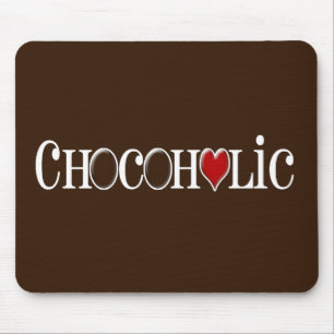 Chocoholicの赤いハートを持つチョコレート恋人 マウスパッド