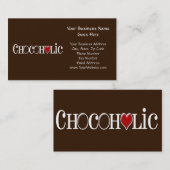 Chocoholicの赤いハートを持つチョコレート恋人 名刺 (正面/裏面)