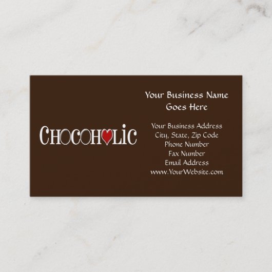 Chocoholicの赤いハートを持つチョコレート恋人 名刺 (正面)