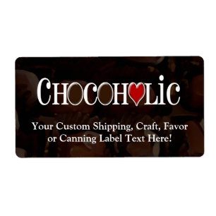 Chocoholic、焦茶および赤いハートのおもしろいなデザイン ラベル
